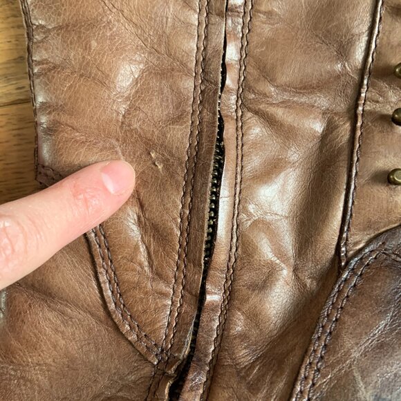 Vince Camuto Bollo Distressed Leather Studded Riding Boots Brown Size 8B/38 - Picture 5 of 16